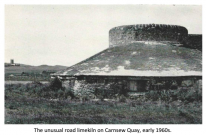 The unusual road limekiln on Carnsew Quay, early 1960s