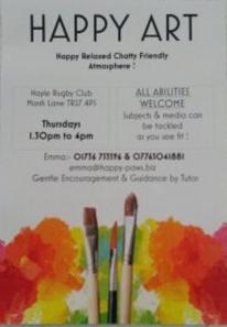 HAPPY ART Thursdays -- Fun relaxed friendly Art Class with gentle encouragement by tutor HAPPY ART Thursdays -- Fun relaxed friendly Art Class with gentle encouragement by tutor