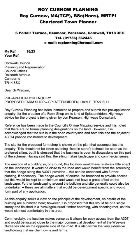 Pre-App Letter	17/06/2016